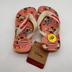 Havaianas Disney Retro Mickey & Minnie Print Toddler Flip Flops Pink Size 9C